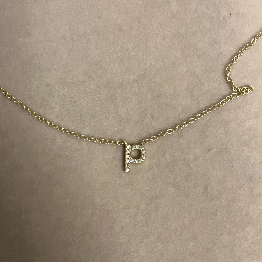 14KT Yellow Gold Diamond Lowercase Initial 'p" Necklace